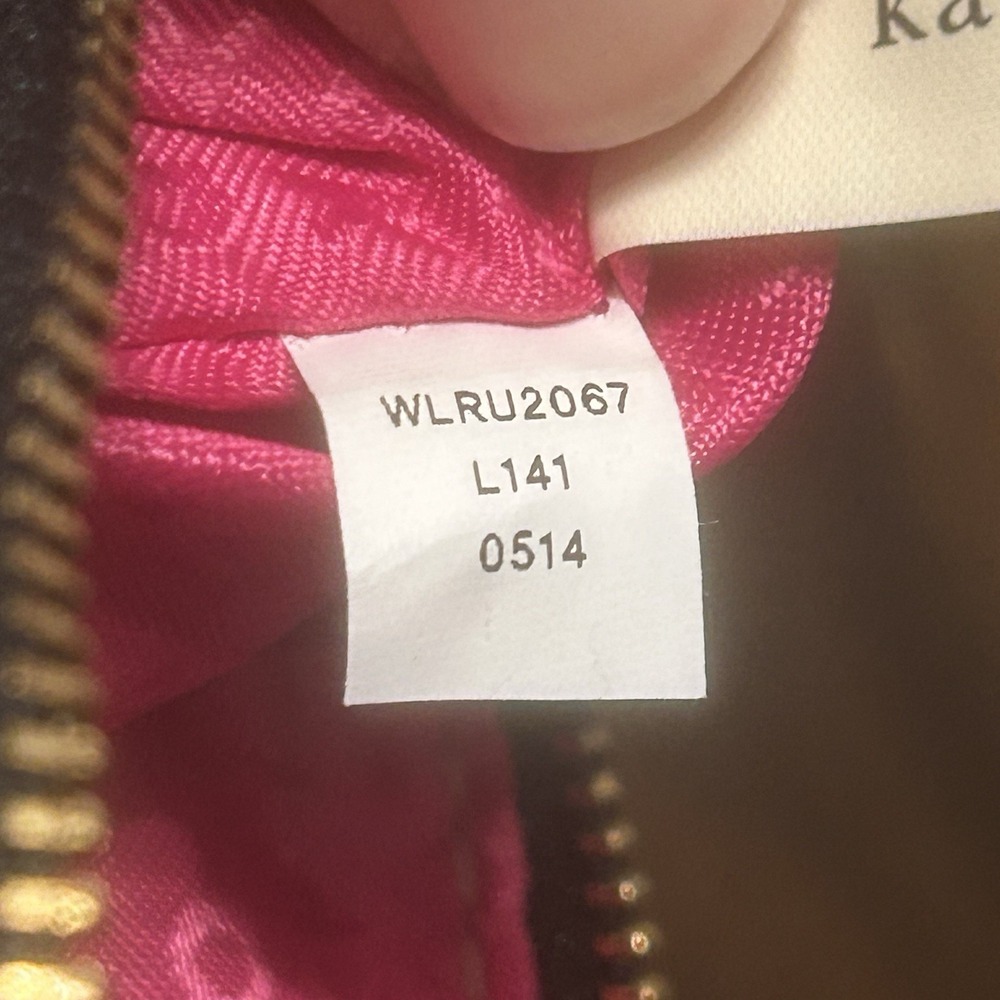 KATE SPADE Pebbled Leather Wristlet Clutch‎ Black Zip Close Pink Liner Cow - Picture 12 of 16